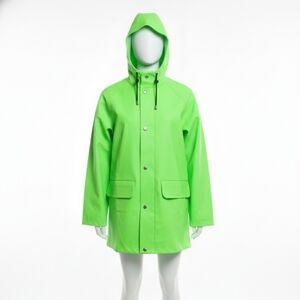 Famerrain Neon Green Heavy Duty Matte PVC Rain Coat XS